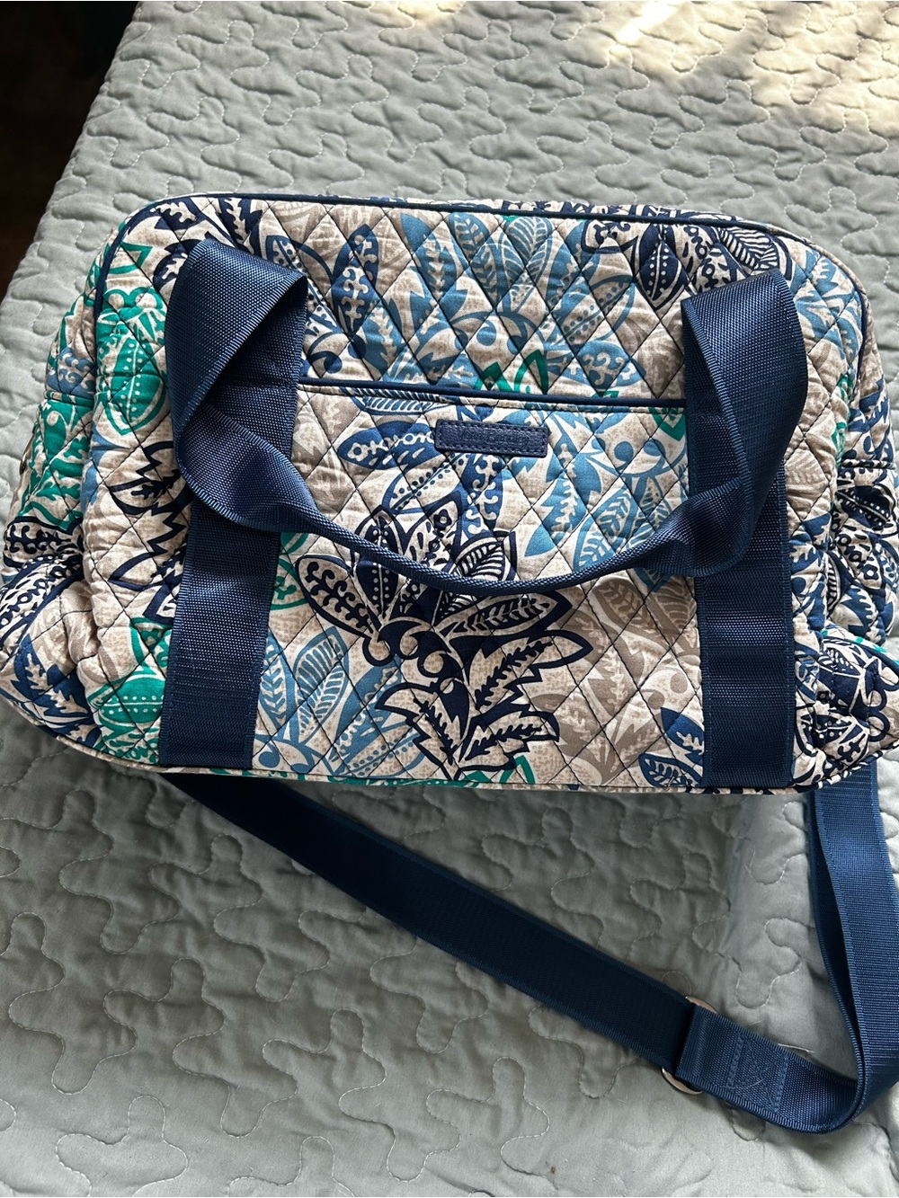 Vera Bradley Navy, Teal & Light Blue Quilted Travel Bag